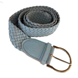 Women’s Woven Blue Leather Belt Sz XL adjustable 45”